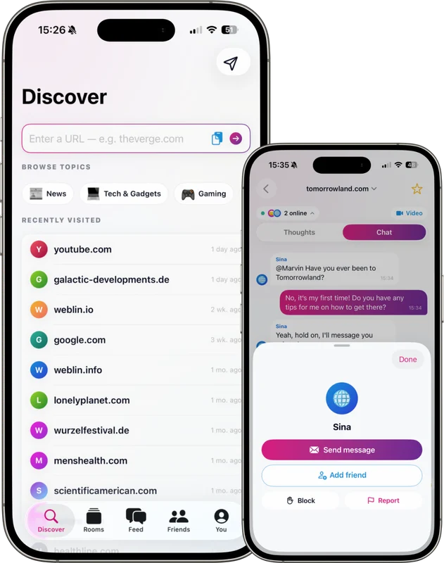 weblin app: discover Web Rooms