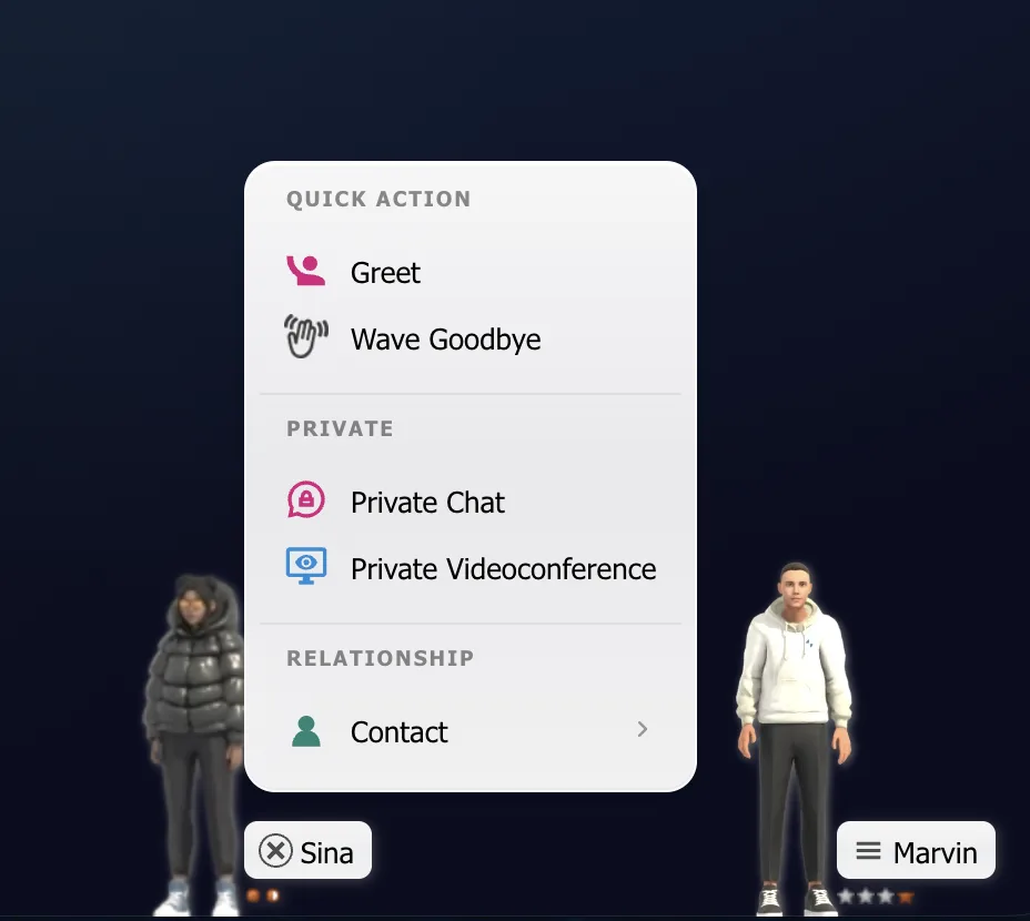 Menu on another weblin avatar